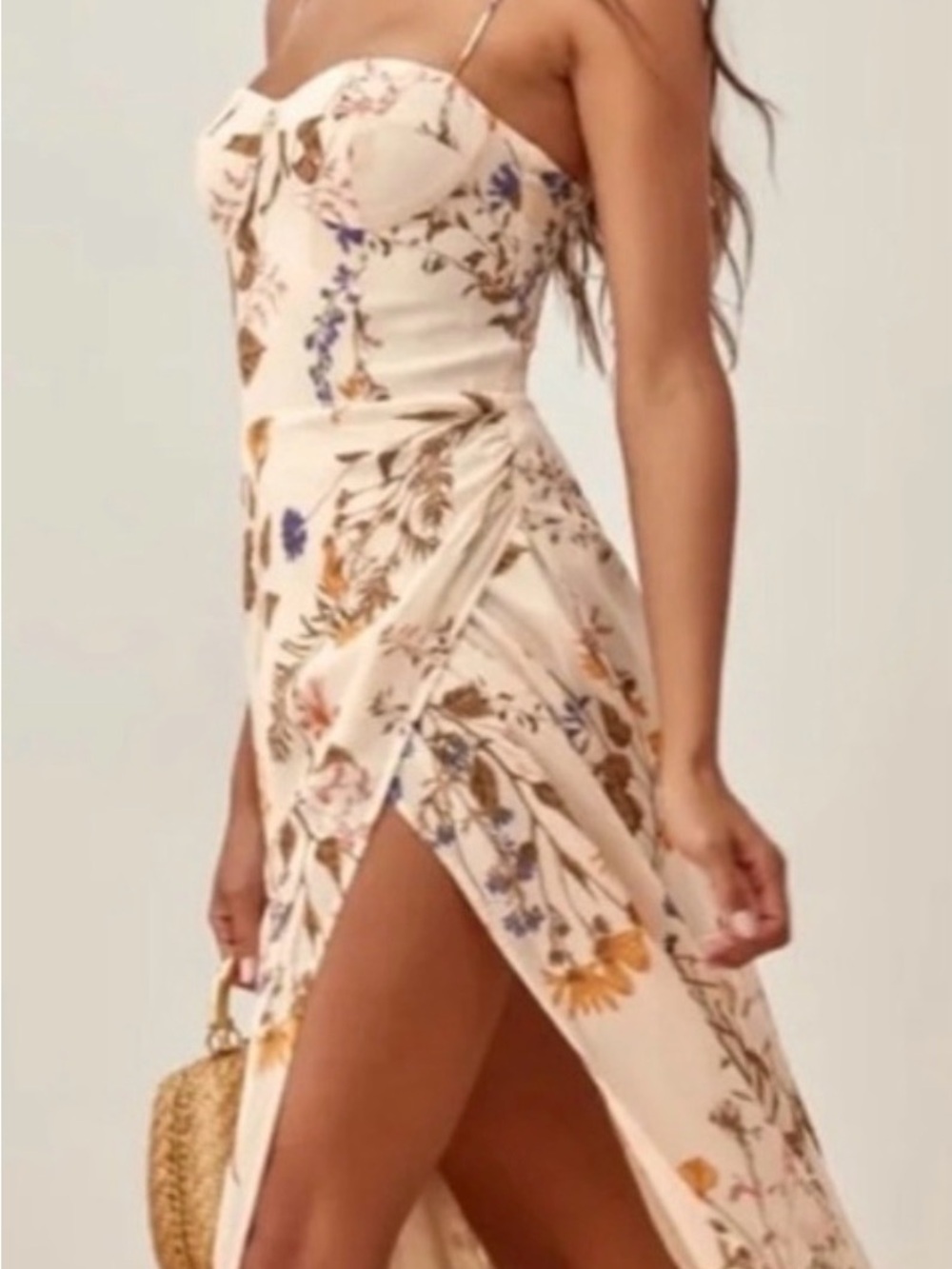 Reformation Kourtney Cream Floral Maxi Dress 10 EUC - Picture 2 of 16
